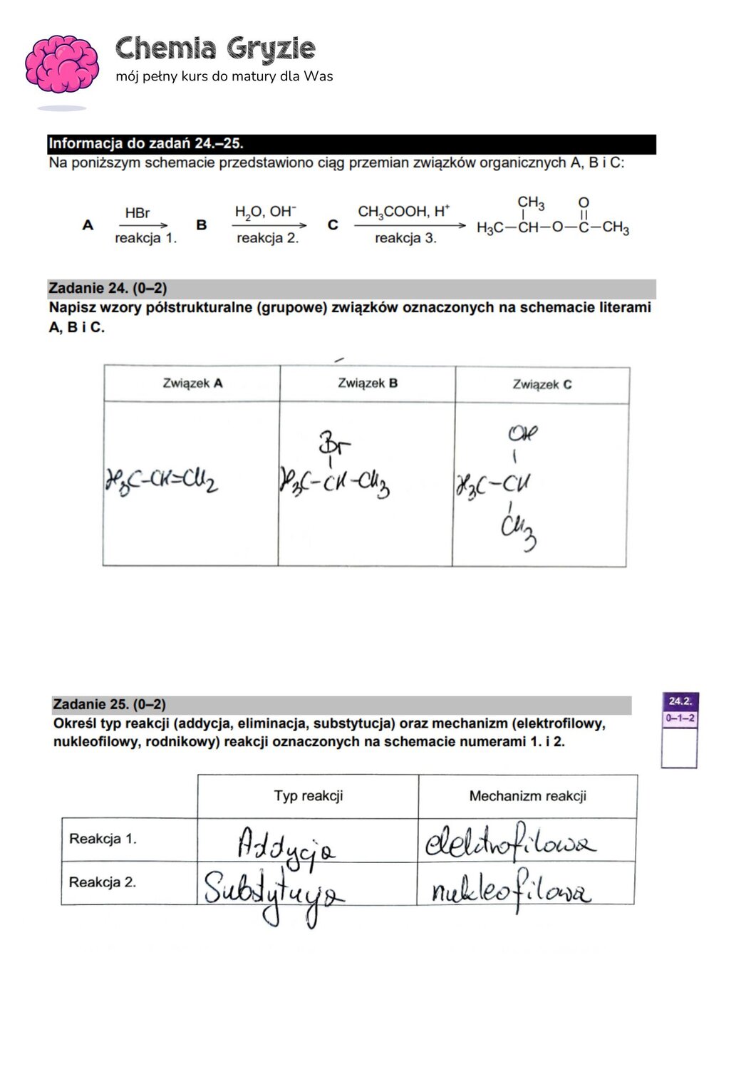 zadanie 24, 25 matura CKE chemia formuła 2015