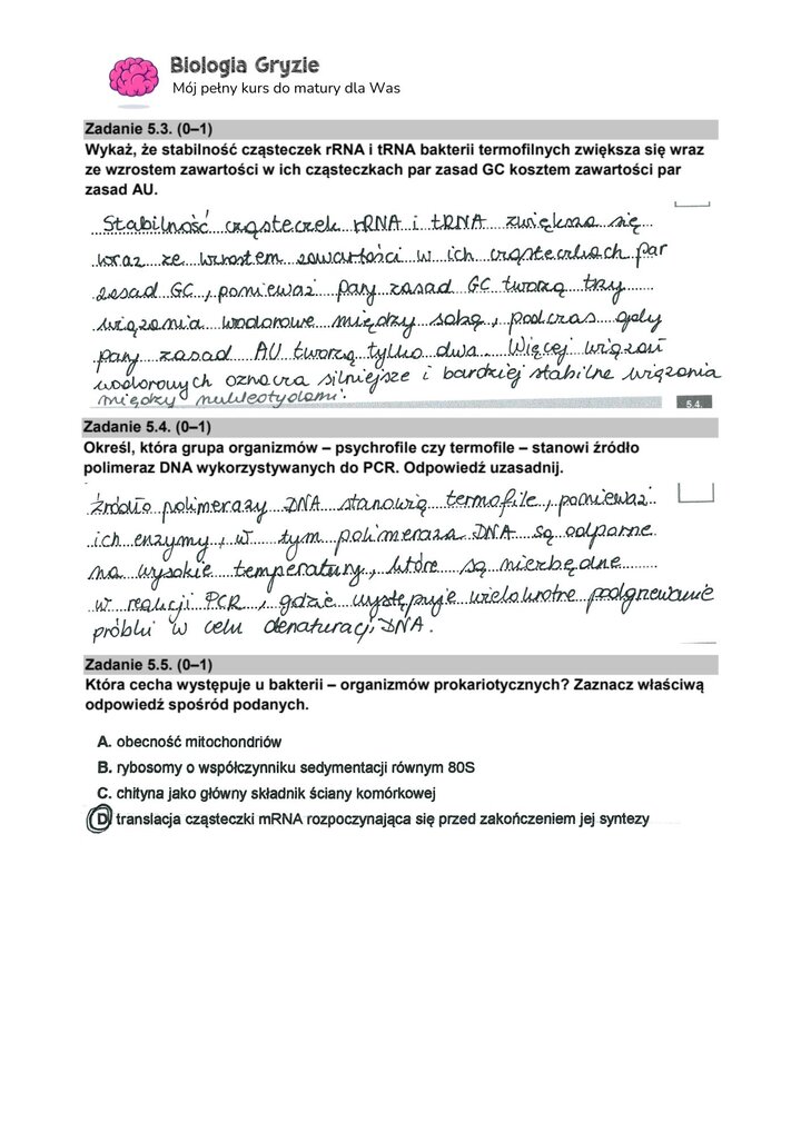 zadanie 5.3 5.4 5.5  matura CKE biologia formuła 2015
