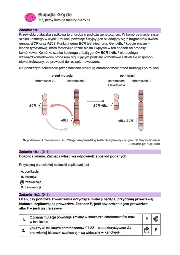 zadanie 19 matura CKE biologia