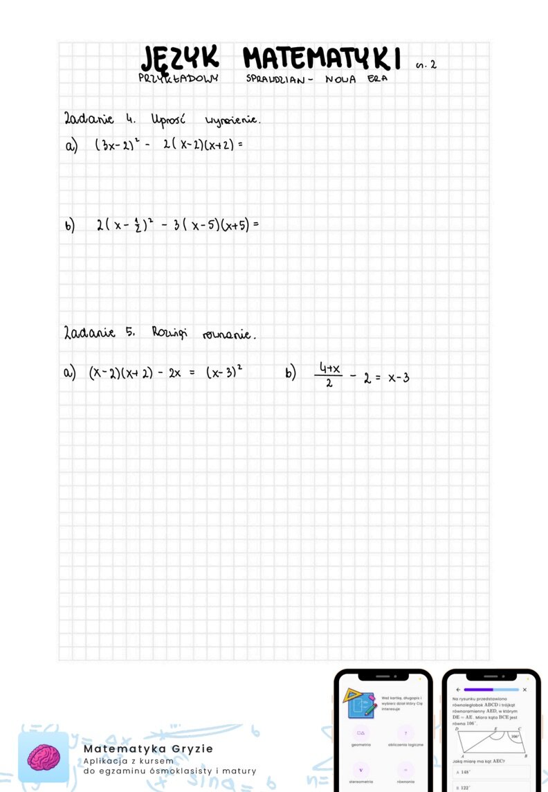 Zadania na sprawdzian Nowa Era - Język matematyki