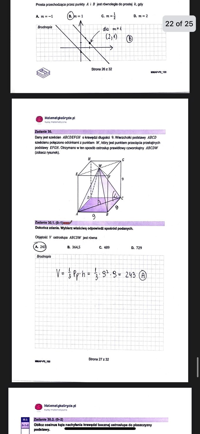 Zadanie 30, matura próbna z matematyki podstawowej Grudzień 2022