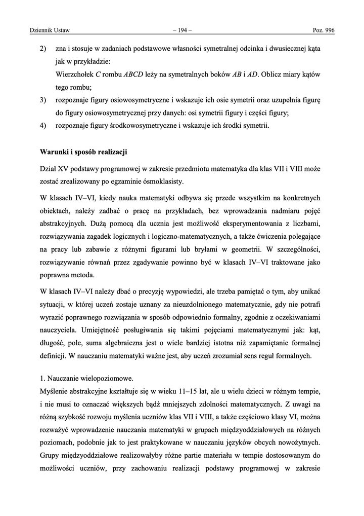 Fragment dokumentu z opisami warunkami i sposobami realizacji wymagań. 