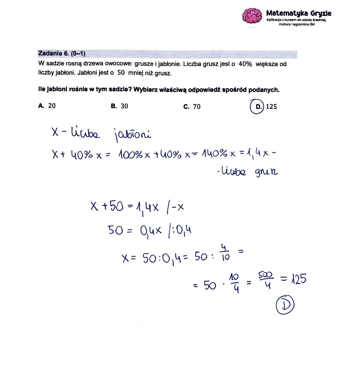 zadanie 6 Egzamin ósmoklasisty z matematyki 2023