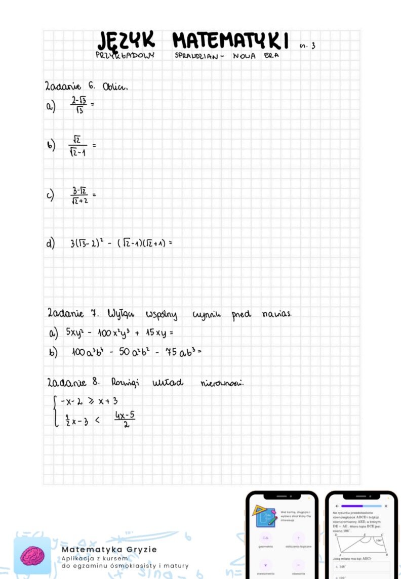 Zadania na sprawdzian Nowa Era - Język matematyki