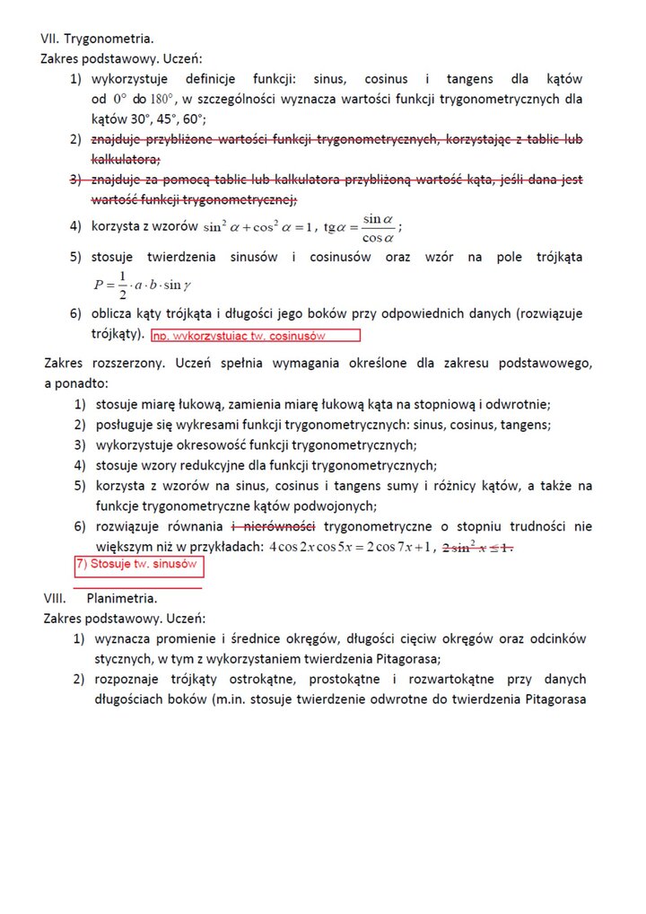 Wymagania na maturę z matematyki 2023 i 2024 