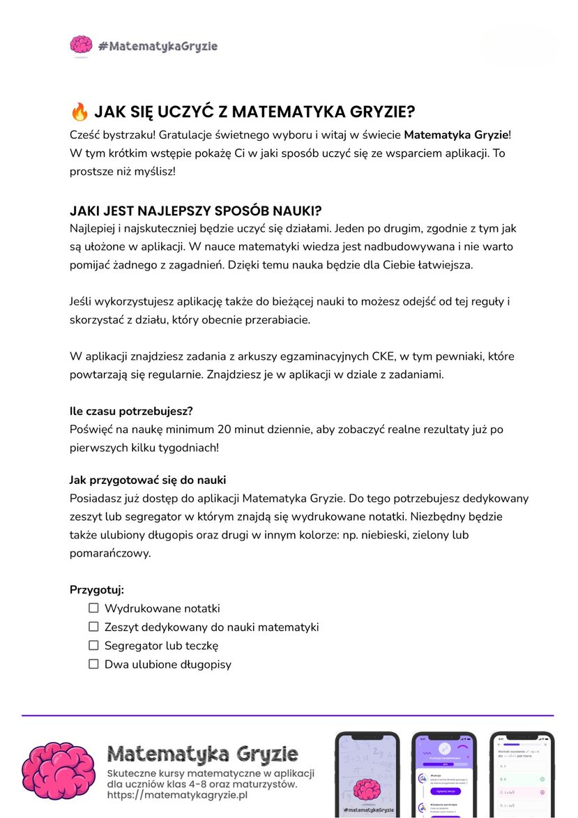 Planer nauki do matury podstawowej z matematyki