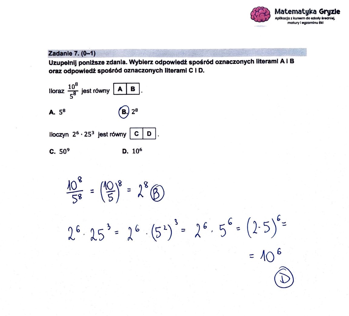 zadanie 7 Egzamin ósmoklasisty z matematyki 2023