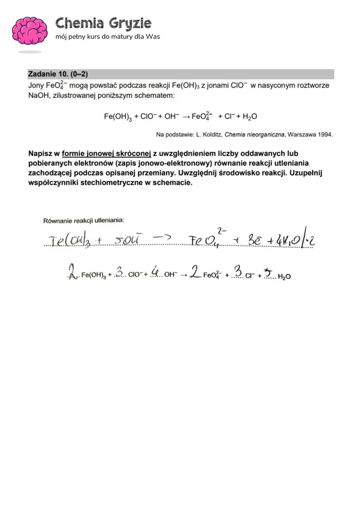 zadanie 10 matura CKE chemia formuła 2015