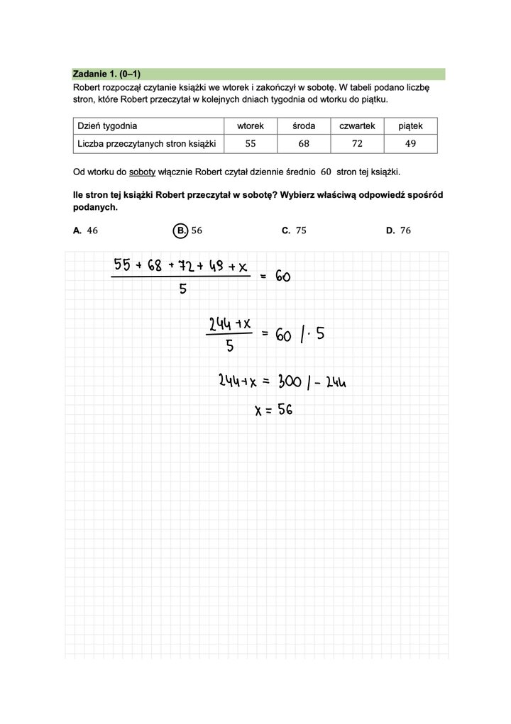 Fragment arkusza do egzaminu ósmoklasisty z matematyki - zadanie wymagające obliczeń na podstawie podanych danych.
