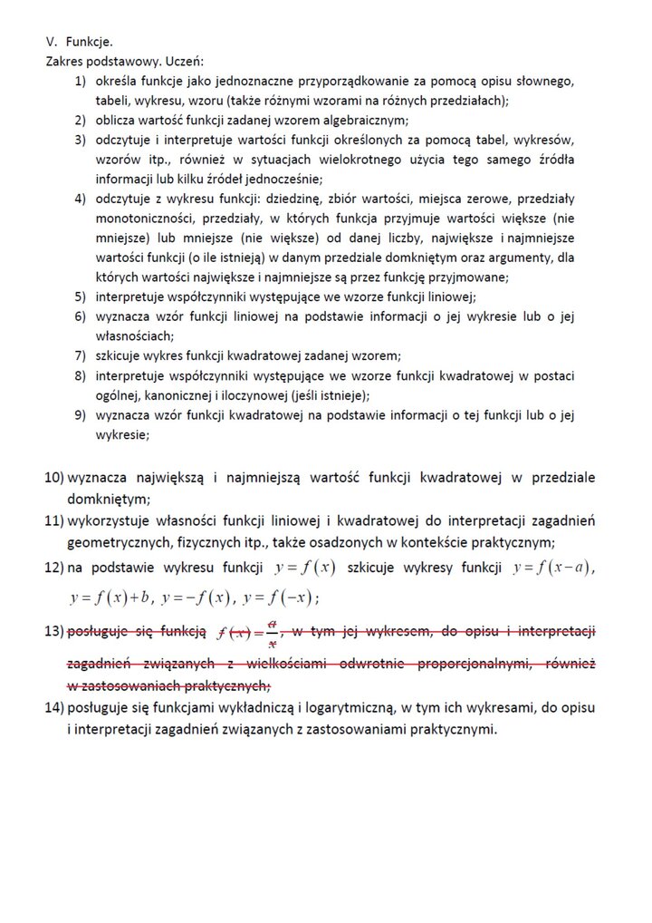 Wymagania na maturę z matematyki 2023 i 2024 