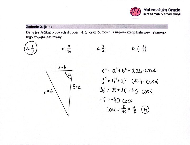 Fragment arkusza maturalnego z matematyki rozszerzonej - zadanie z wykorzystaniem własności funkcji trygonometrycznych.