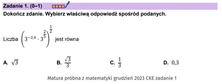Potęgi zadania maturalne