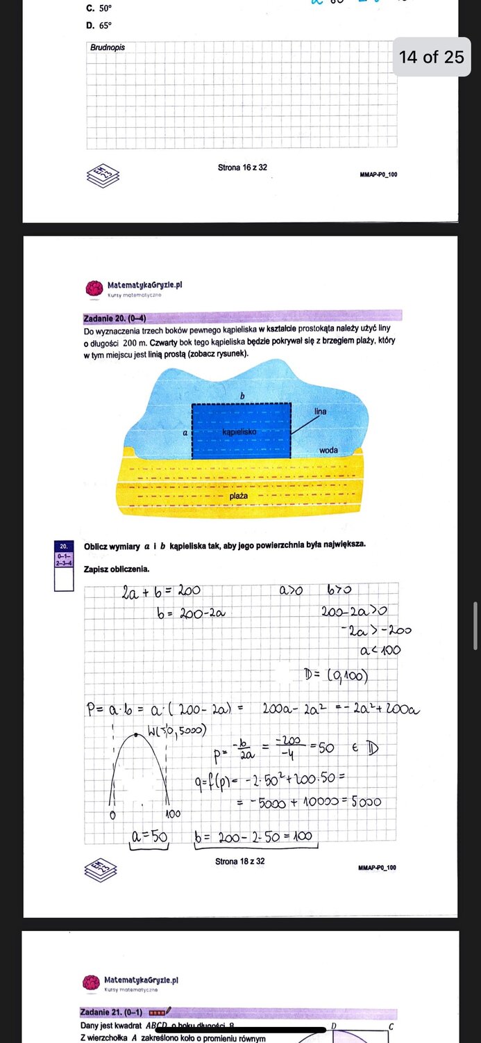 Zadanie 20, matura próbna z matematyki podstawowej Grudzień 2022