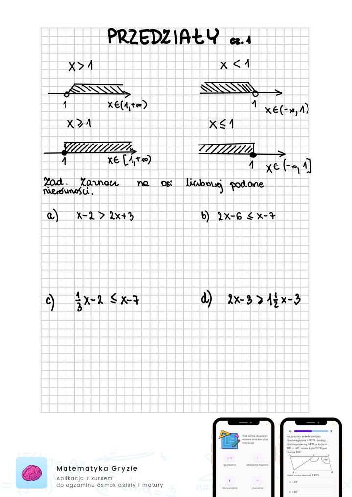 przedziały na osi liczbowej