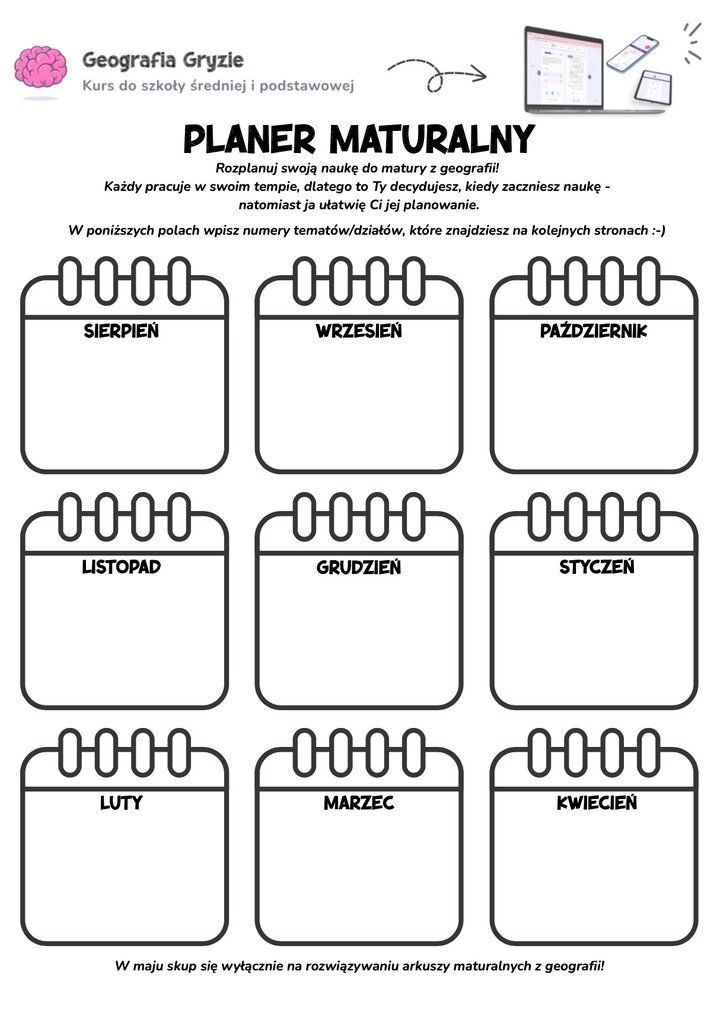 Planer nauki do matury z geografii