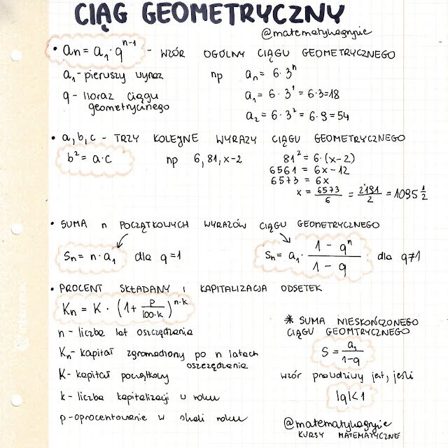 notatki do matury z matematyki - ciąg geometryczny