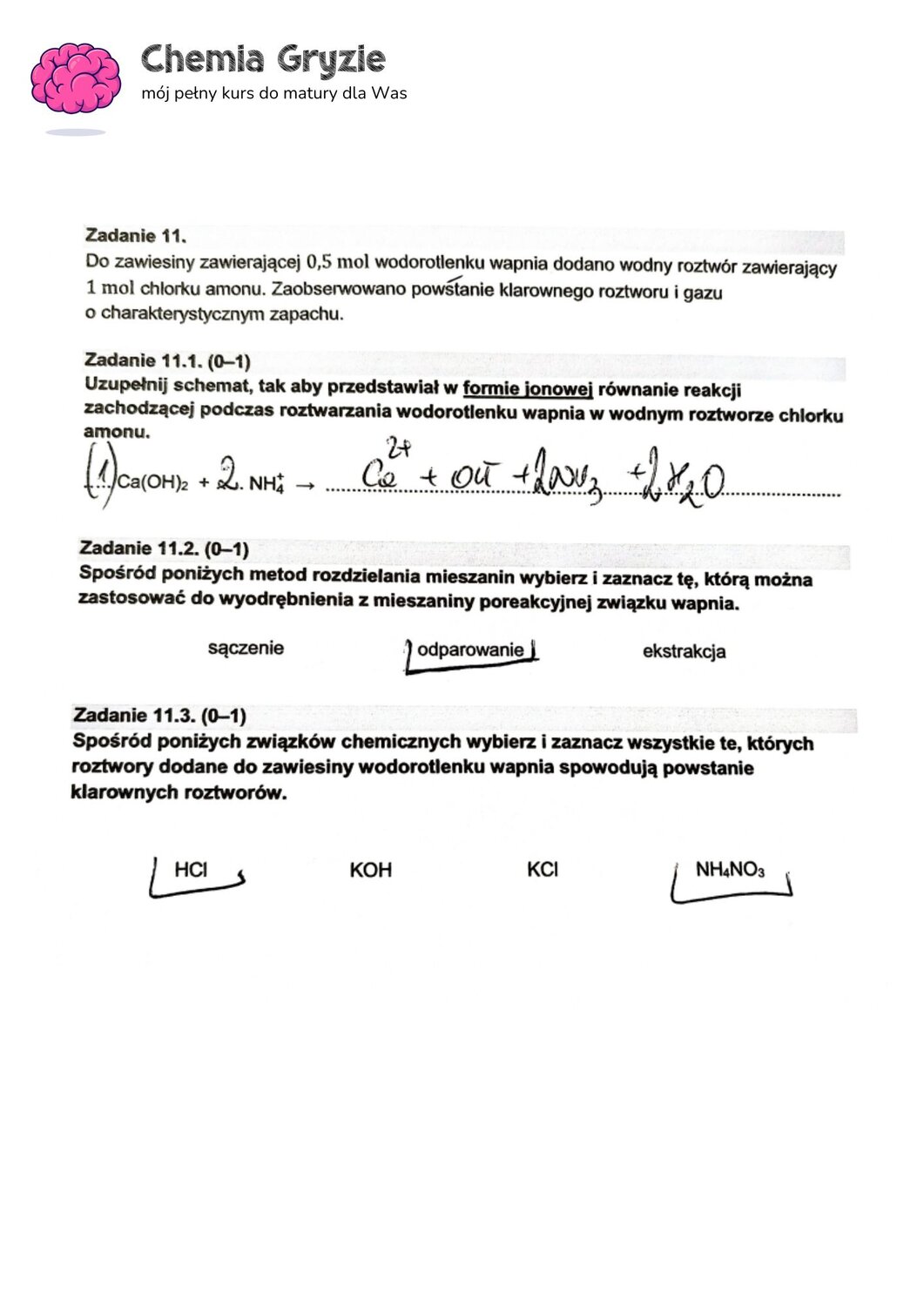 zadanie 11 matura CKE chemia formuła 2015