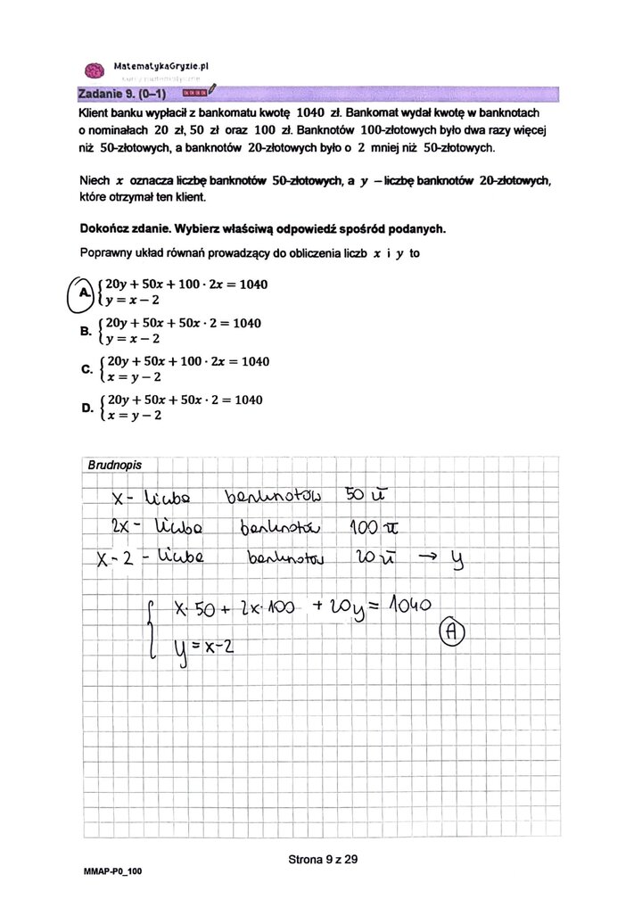 zadanie 9, matura próbna matematyka wrzesień 2022