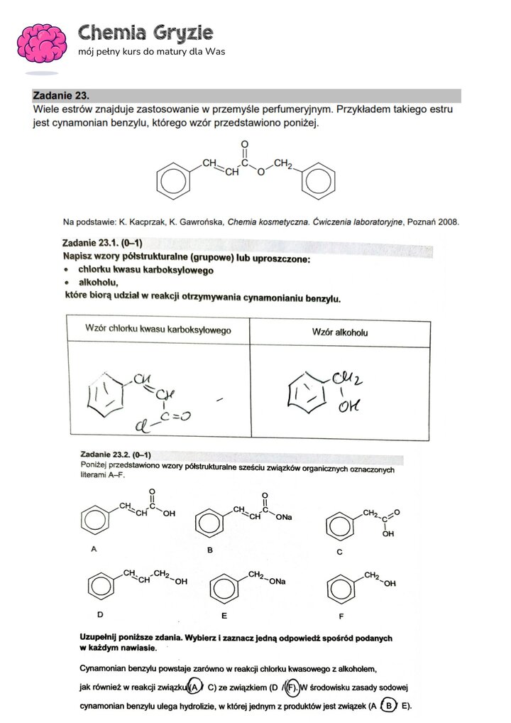 zadanie 23 matura CKE chemia formuła 2015
