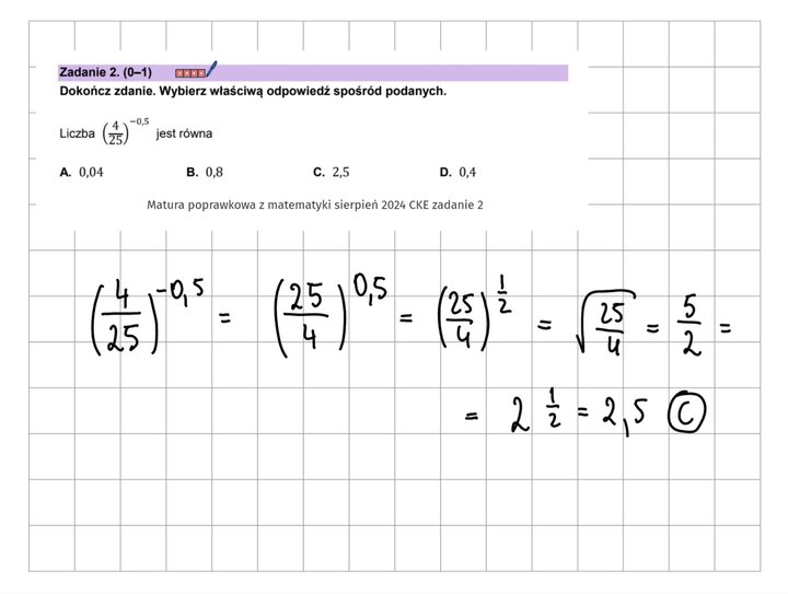 Potęgi zadania maturalne