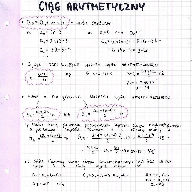 notatki do matury z matematyki - ciąg arytmetyczny
