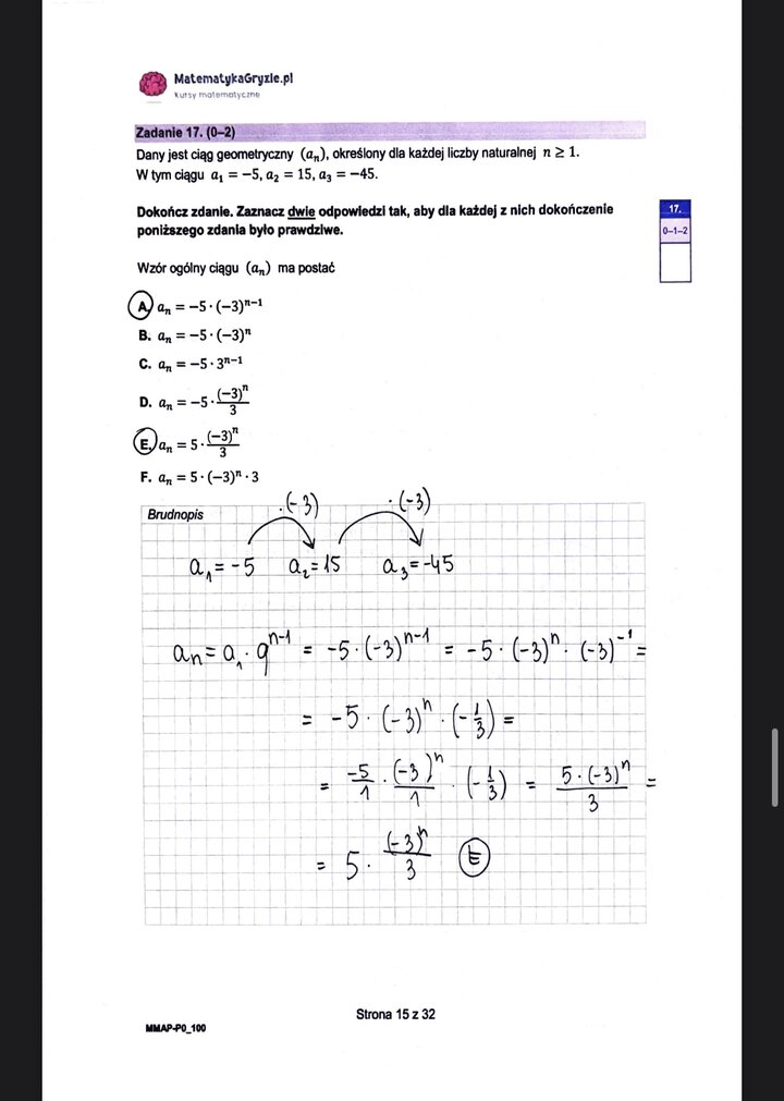 Zadanie 17, matura próbna z matematyki podstawowej Grudzień 2022