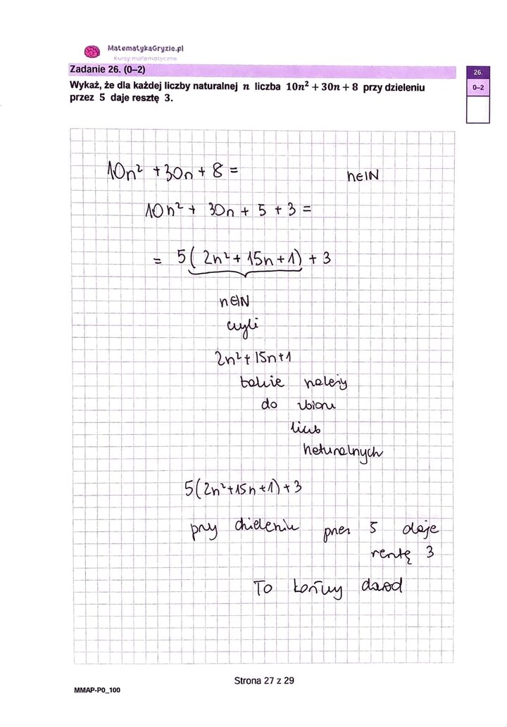 zadanie 26, matura próbna matematyka wrzesień 2022