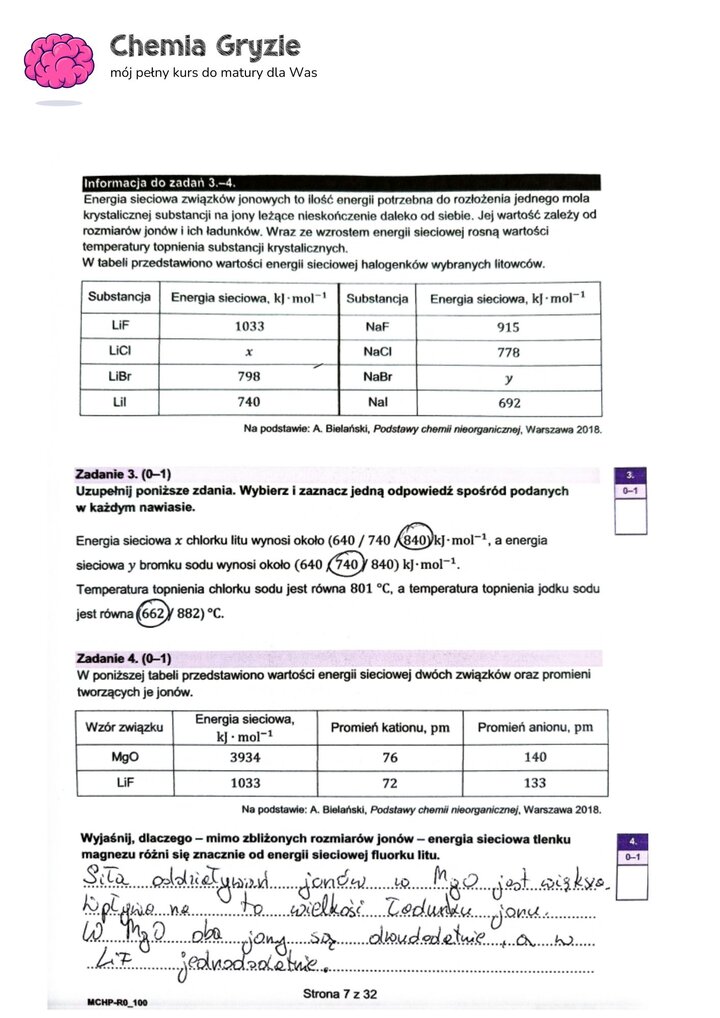 zadanie 3, 4 matura CKE chemia