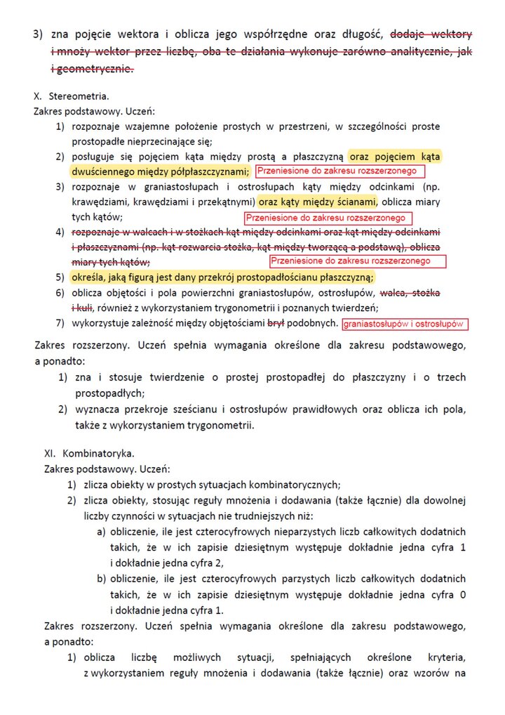 Wymagania na maturę z matematyki 2023 i 2024 