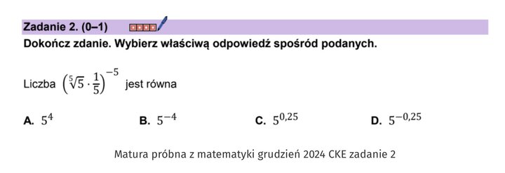 Potęgi i pierwiastki zadania maturalne