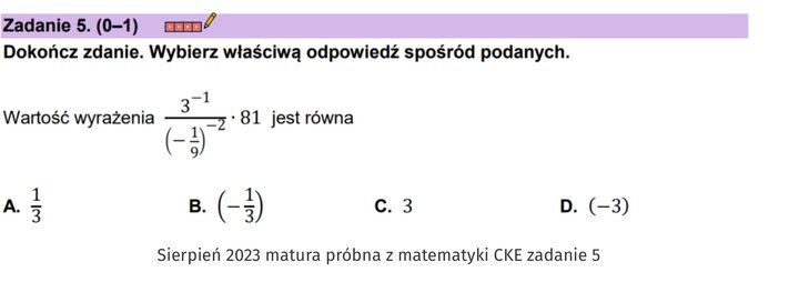 Potęgi zadania maturalne
