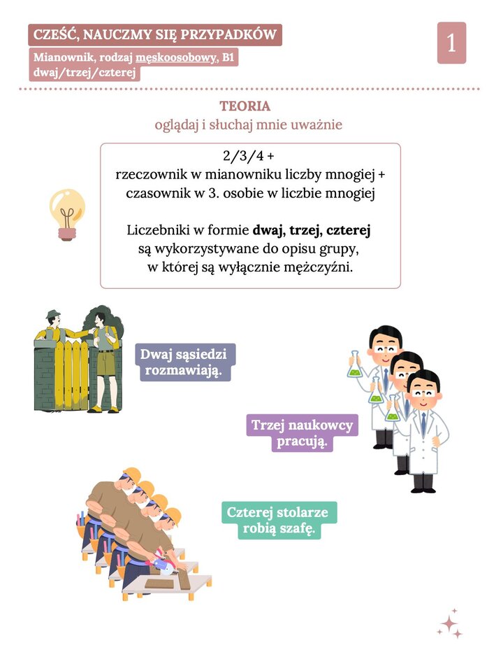 Ikona dokumentu PDF z napisem "Pobierz notatkę", symbolizująca materiały edukacyjne do nauki języka polskiego dotyczące przypadków i liczebników.