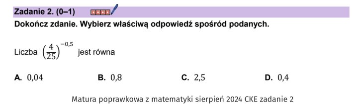 Potęgi zadania maturalne