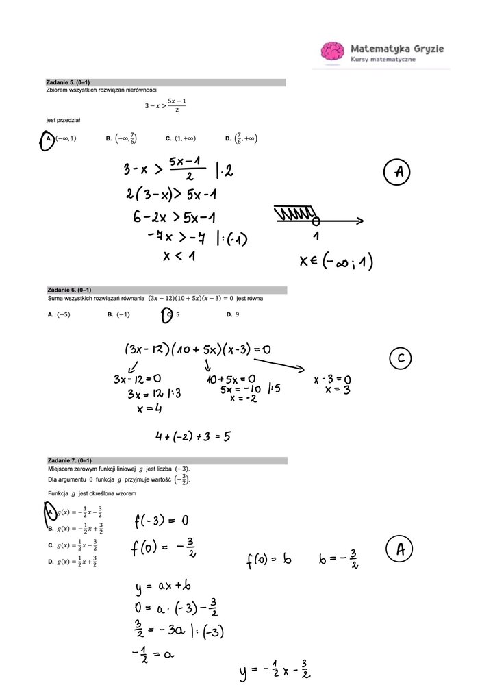 Zadania z rozwiązywania równań i nierówności.