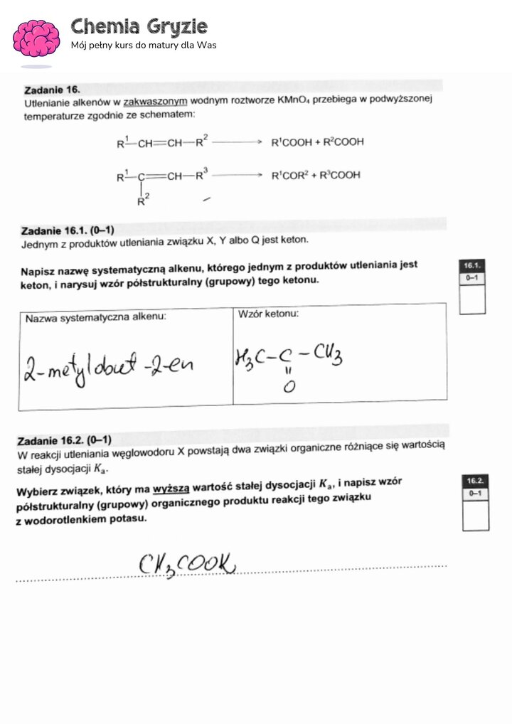 zadanie 16 matura CKE chemia formuła 2015