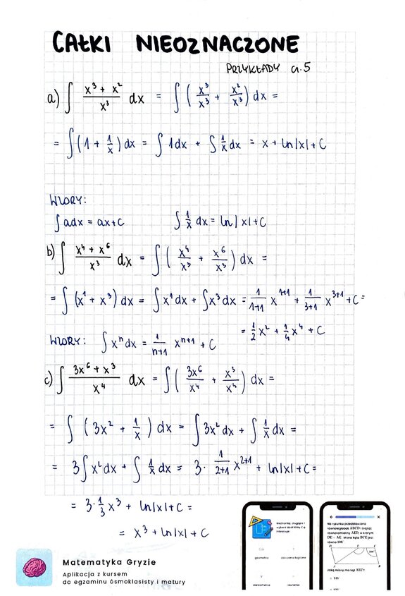 Całki nieoznaczone - przykłady cz. 5