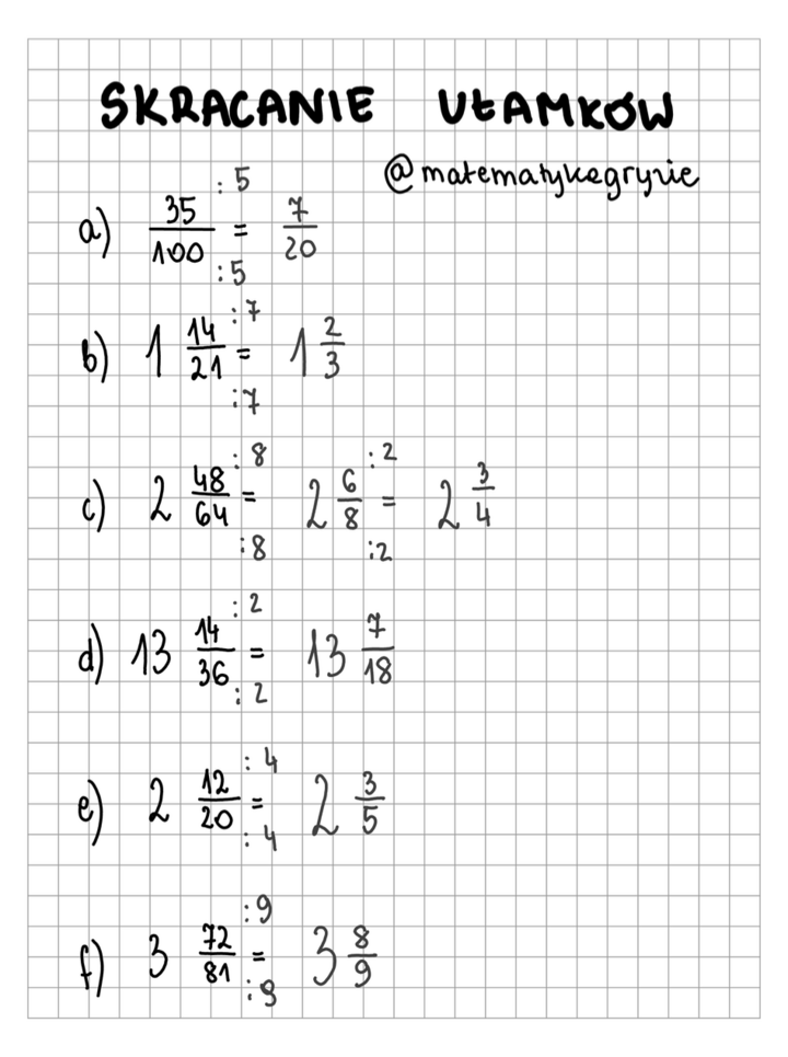 Skracanie ułamków