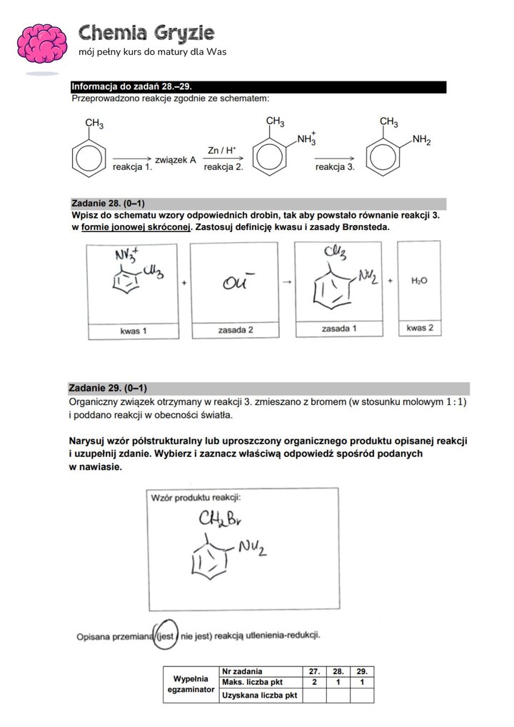 zadanie 28, 29 matura CKE chemia formuła 2015
