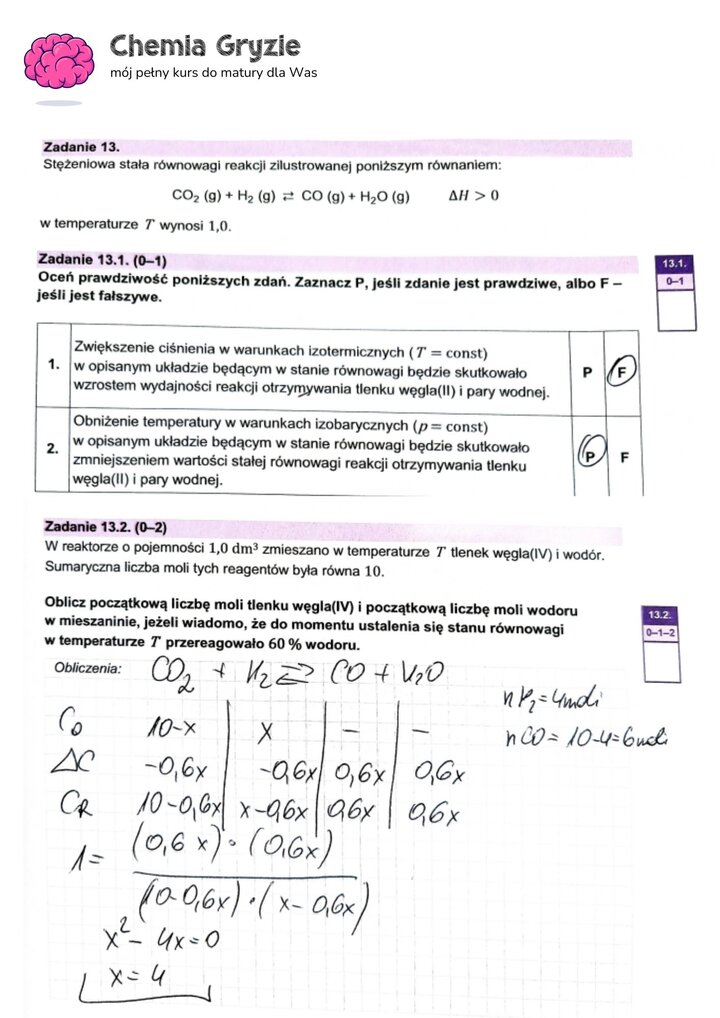 zadanie 13 matura CKE chemia