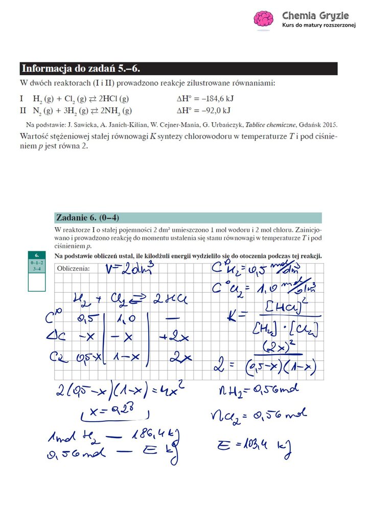 Matura Próbna Chemia Operon 2025 - zadanie 6 rozwiązanie