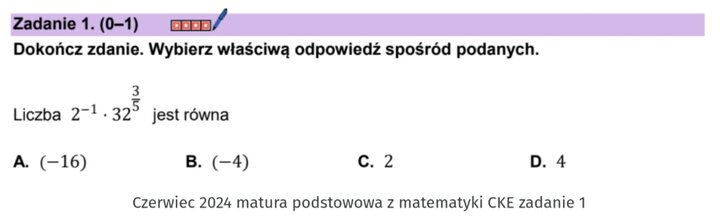 Potęgi i pierwiastki zadania maturalne