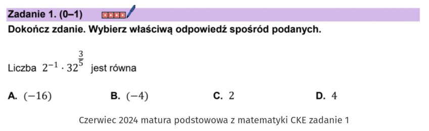 Potęgi i pierwiastki zadania maturalne