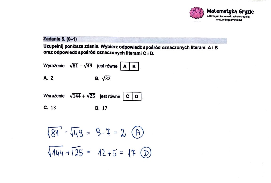 zadanie 5 Egzamin ósmoklasisty z matematyki 2023