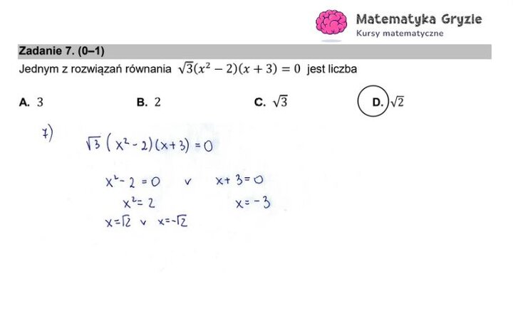 Fragment arkusza maturalnego z matematyki podstawowej - zadanie z wyznaczania rozwiań równania.