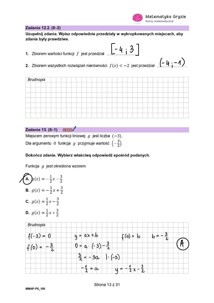 Zadanie z matematyki do narysowanego wykresy funkcji 