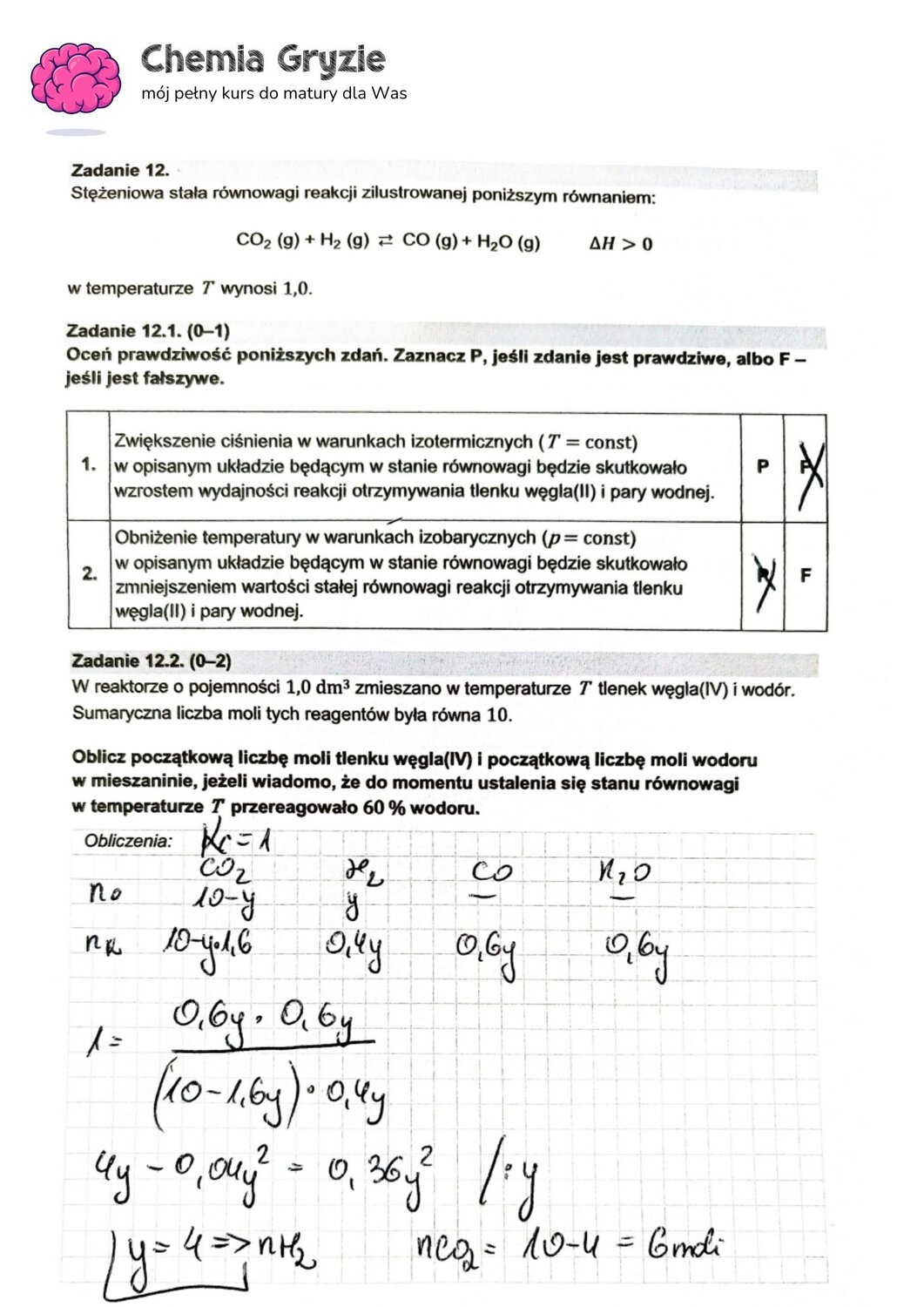 zadanie 12 matura CKE chemia formuła 2015
