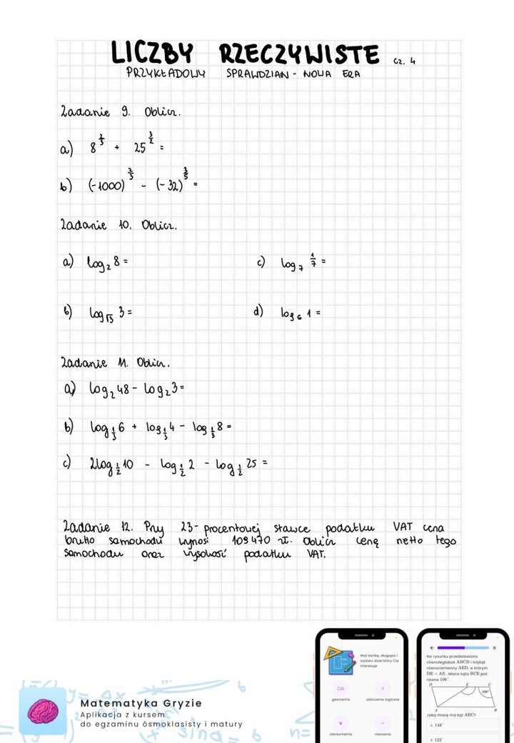 Zadania na sprawdzian Nowa Era - Liczby rzeczywiste