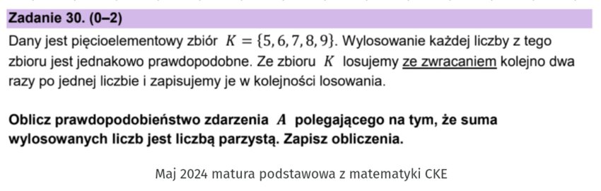 Prawdopodobieństwo - zadania maturalne