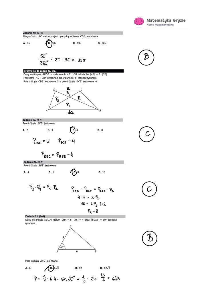 Zadania z użyciem wzorów z planimetrii, liczenie pól figur.