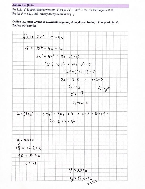 Fragment arkusza maturalnego z matematyki rozszerzonej.